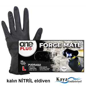 ONE FORCE MATE NİTRİL KALIN ELDİVEN PUDRASIZ 50 Lİ