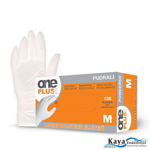 One Plus Latex Pudralı Eldiven 100 lü