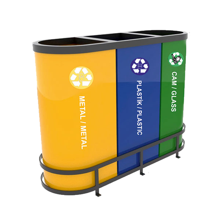 1876 Metal Boyalı Sıfır Atık Kovası 3'lü